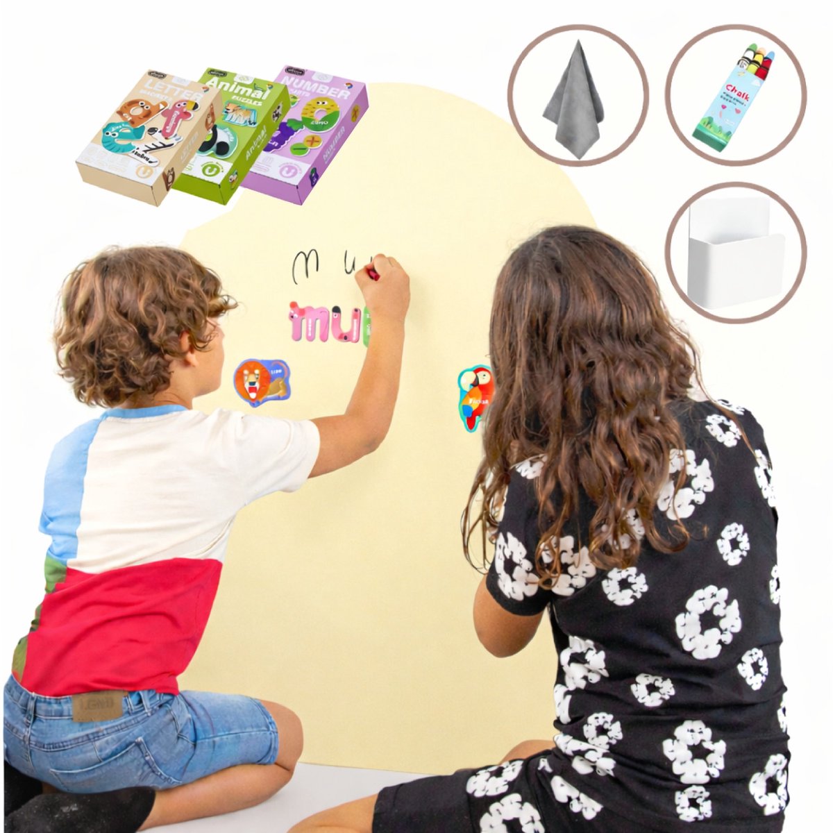 Elissio® Magneticoo Muursticker Boog 100x80 cm – Lichtgeel + Accessoires