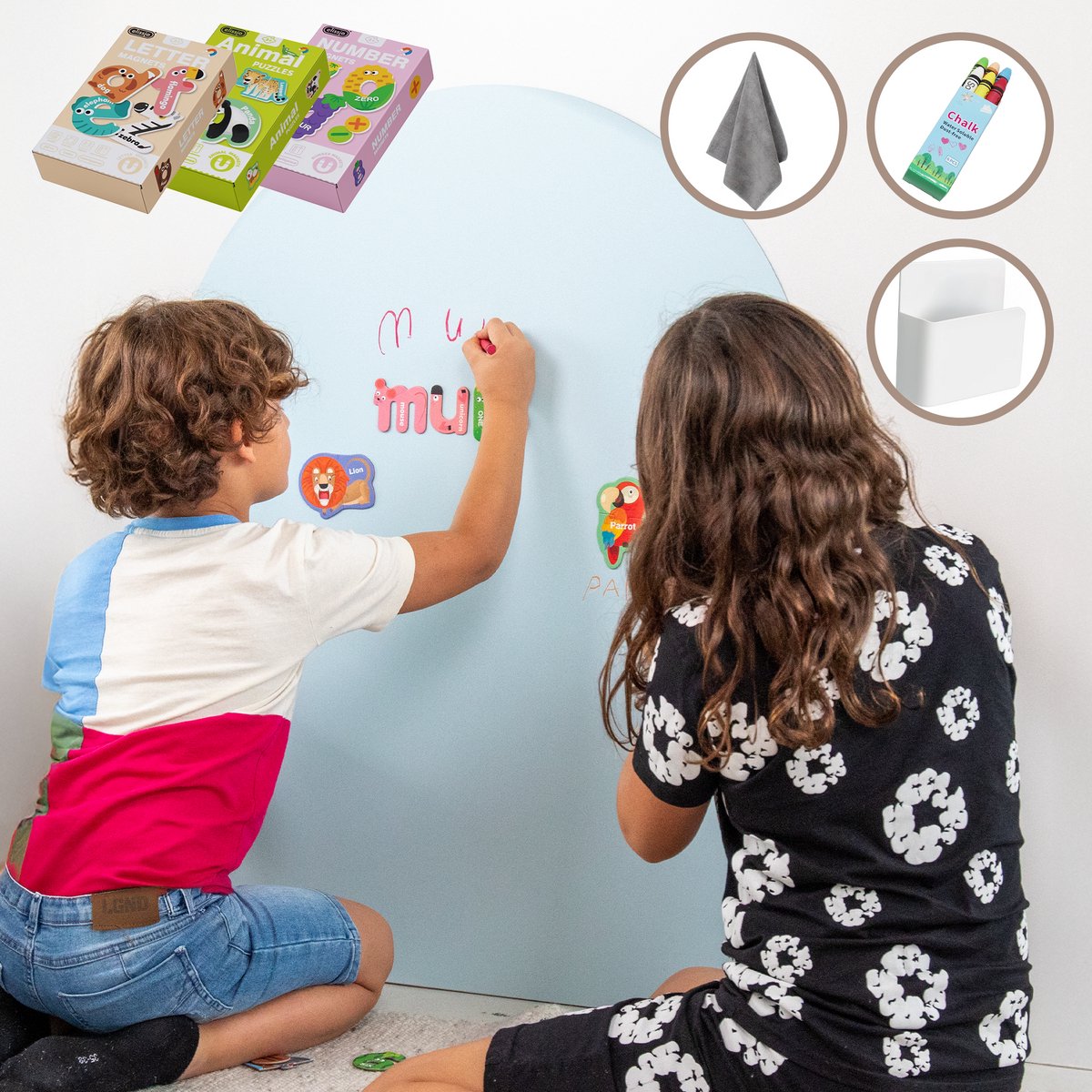 Elissio® Magneticoo Muursticker Boog 100x80 cm – IJsblauw + Accessoires