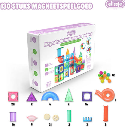 Elissio® Magnetische Knikkerbaan – 130 Stuks