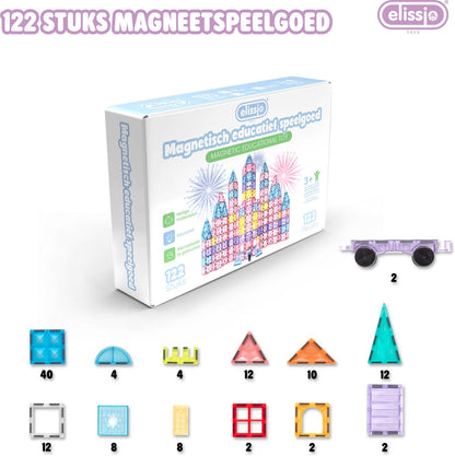 Elissio® Star Pastel Magnetische Bouwstenen – 122 Stuks