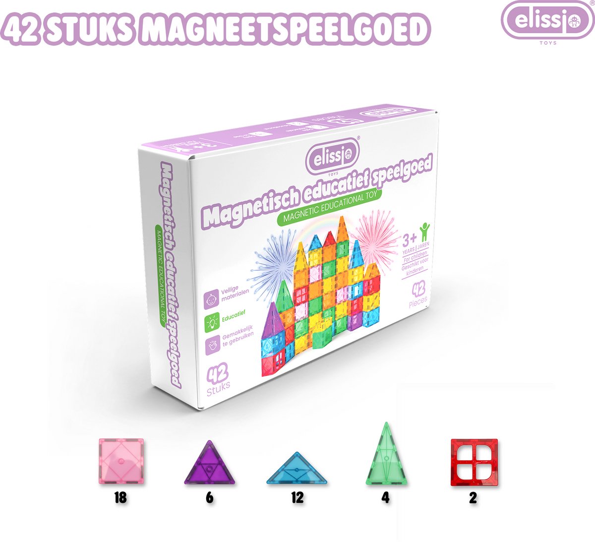 Elissio® Magnetische Tegels – 42 Stuks