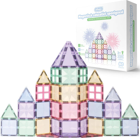 Elissio® Star Pastel Magnetische Bouwstenen – 80 Stuks