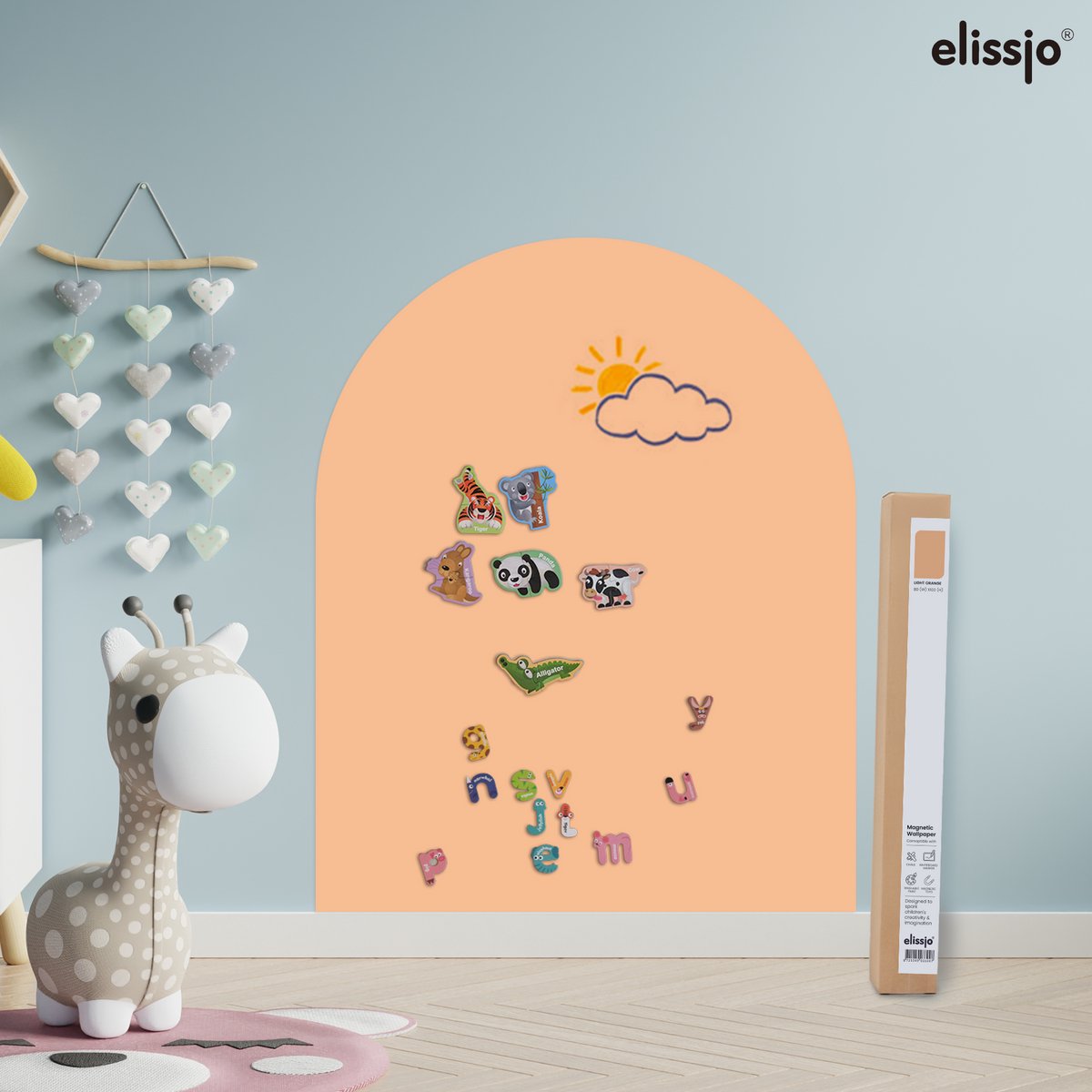 Elissio® Magneticoo Muursticker Boog 100x80 cm – Perzikoranje