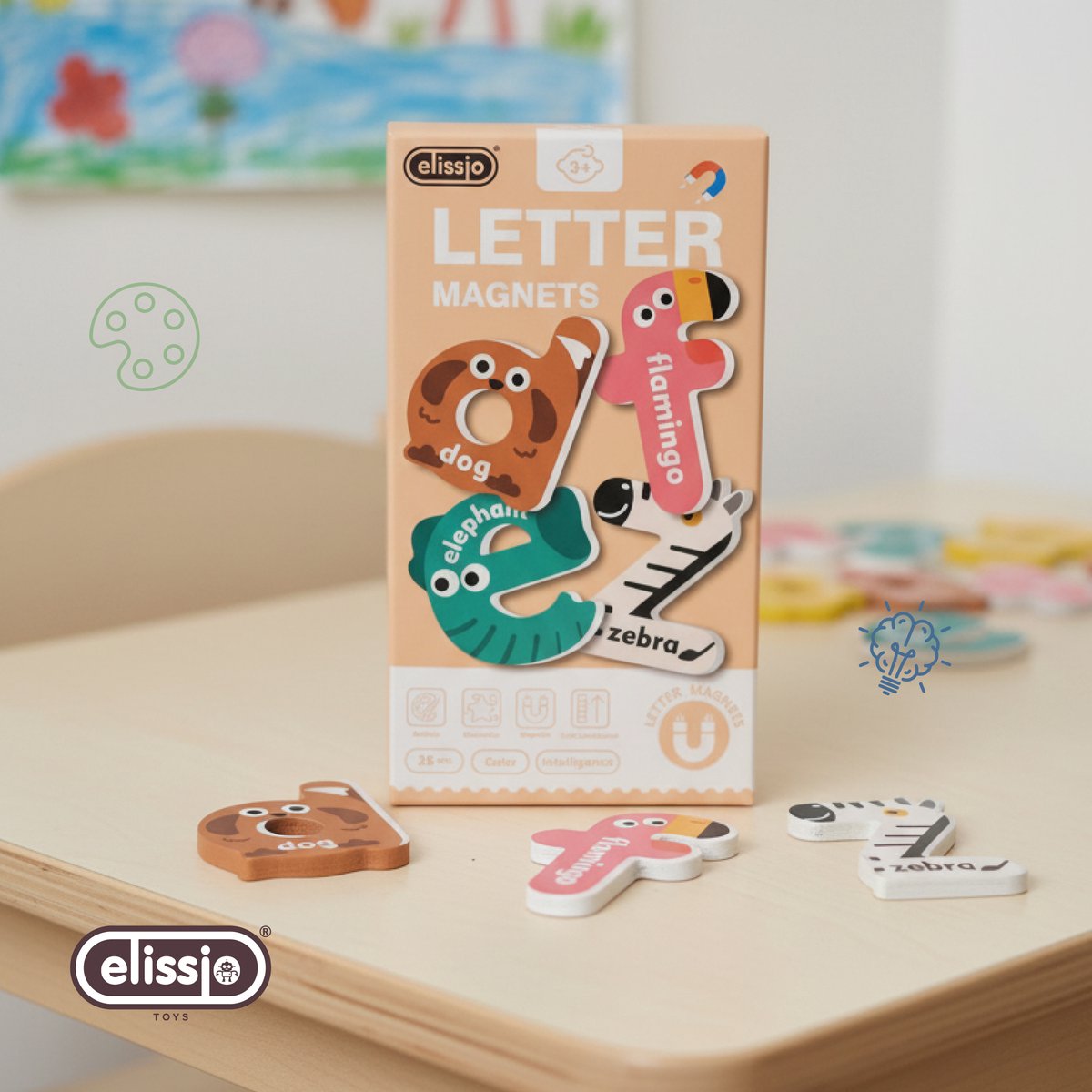 Elissio® Magnetische Dierenletters – 26 Stuks