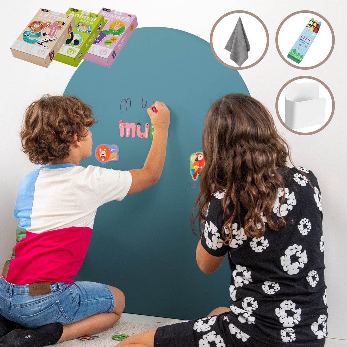 Elissio® Magneticoo Muursticker Boog 100x80 cm – Turquoise + Accessoires