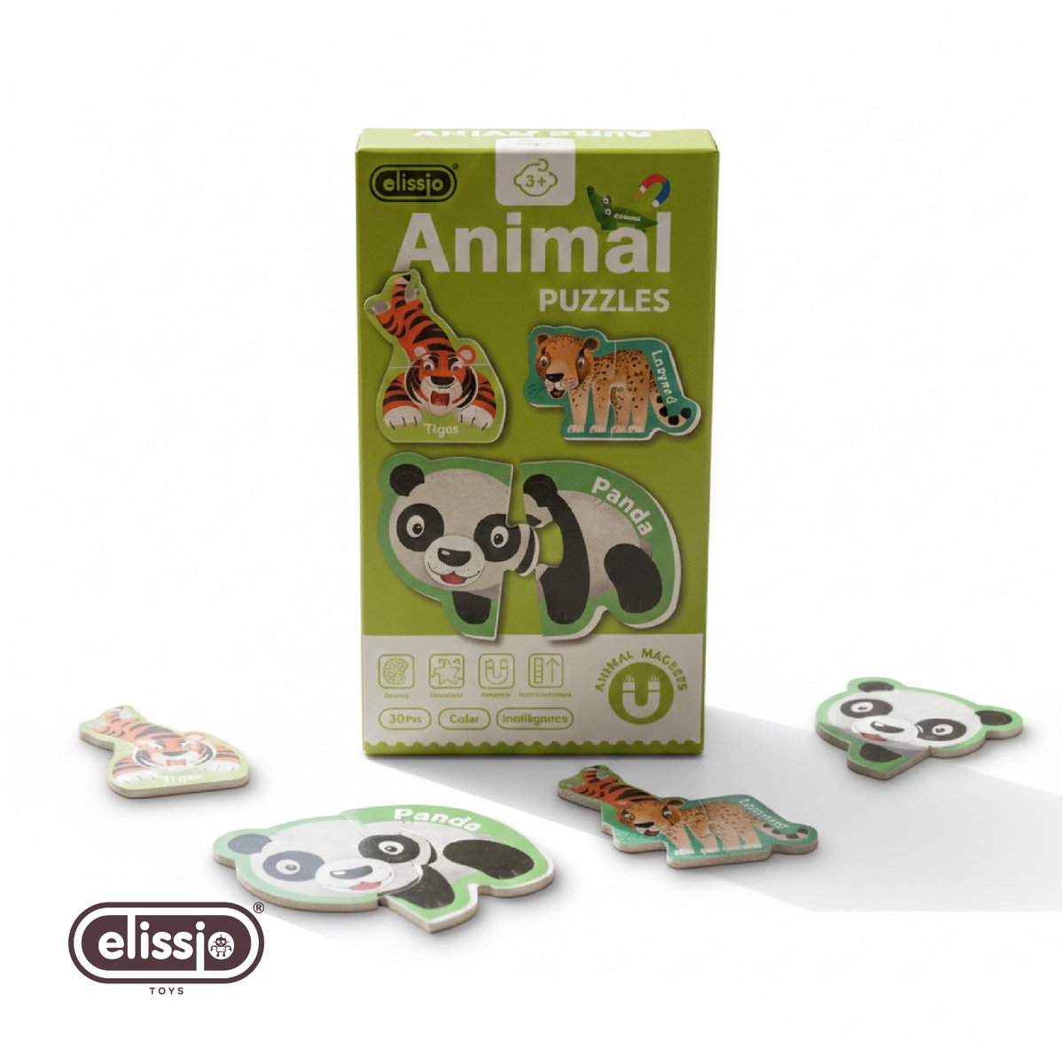 Elissio® Magnetische Dierenpuzzel Set – 30 Stuks