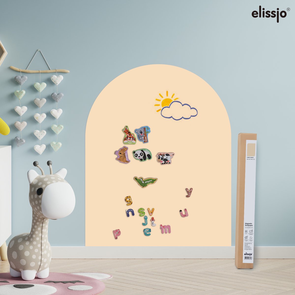 Elissio® Magneticoo Muursticker Boog 100x80 cm – Vanillegeel